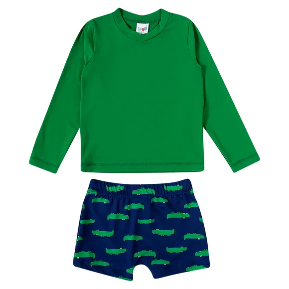 Conjunto Praia Toddler Jacaré Lycra Proteção Uv 50+ Tip Top