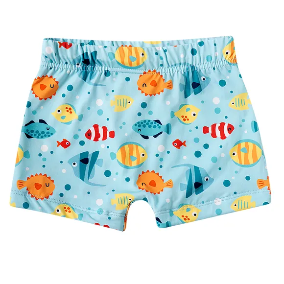 Shorts Praia Kids Peixes Elastano Proteção Uv 50+ Tip Top