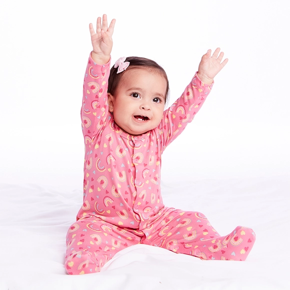 Macacão Bebê Arco-Íris Malha Peach Skin Tip Top