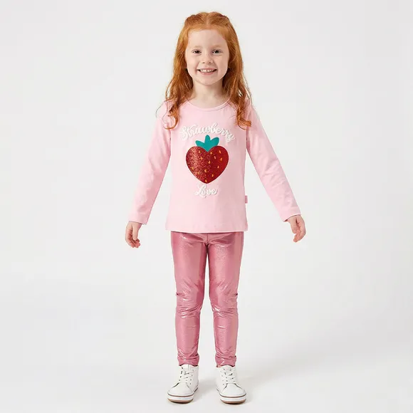 Blusa Manga Longa Kids Morango Meia Malha Tip Top