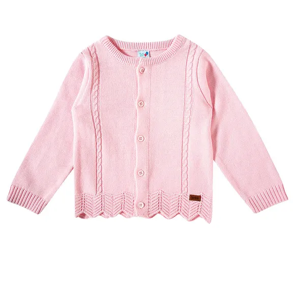 Blusão Cardigan Rosa Toddler Tricot Tip Top