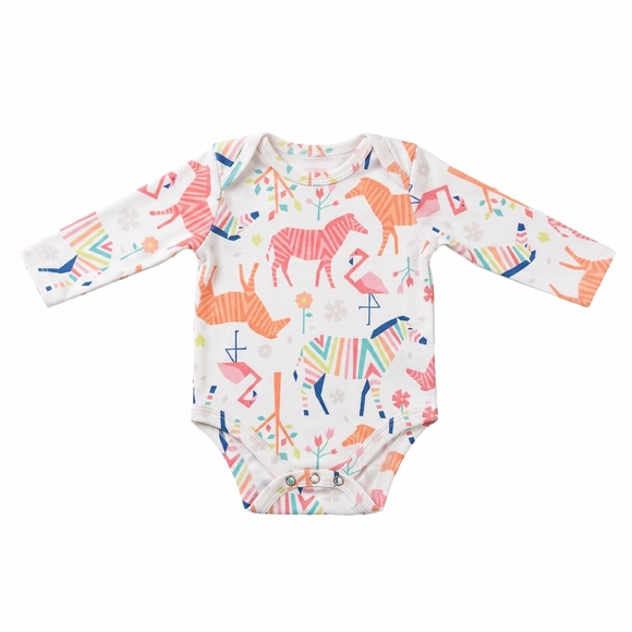 Body Manga Longa Neve Bebê Zebra Meia Malha Tip Top