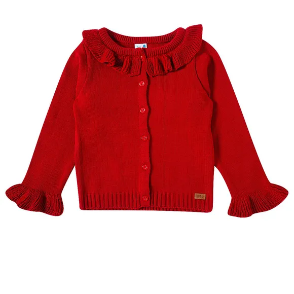 Blusão Cardigan Kids Tricot Vermelho Tip Top