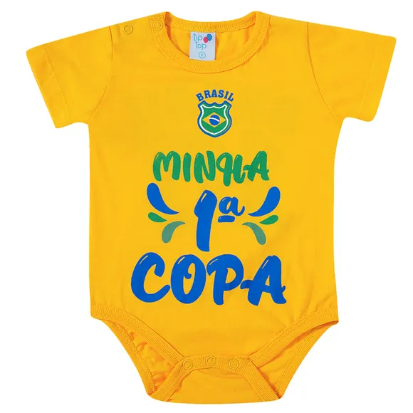 Body Manga Curta Bebê Unissex Torcida Do Brasil Meia Malha Tip Top
