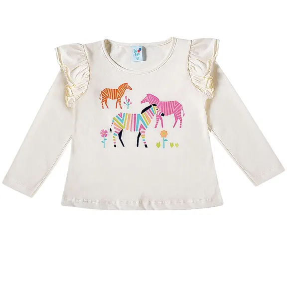 Blusa Manga Longa Toddler Zebra Meia Malha Tip Top