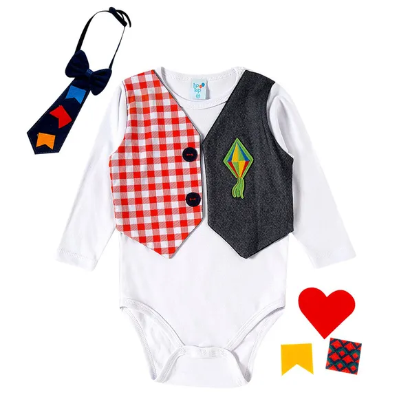 Body Manga Longa Toddler Festa Junina Suedine Tip Top