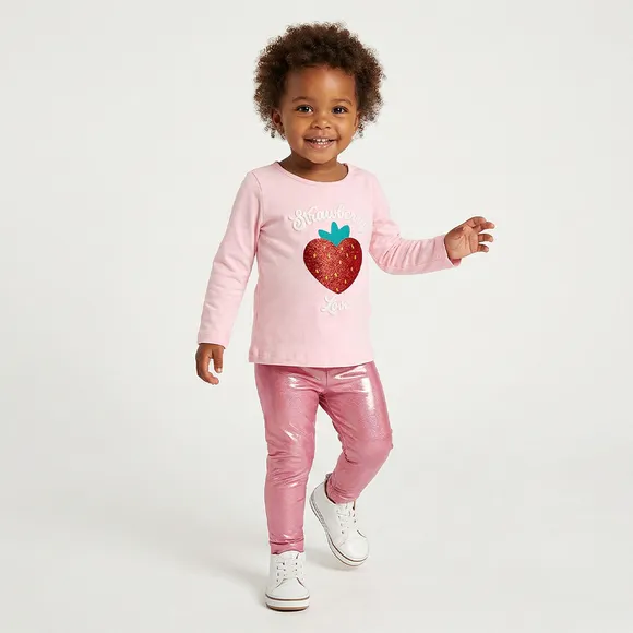 Blusa Manga Longa Toddler Morango Meia Malha Tip Top