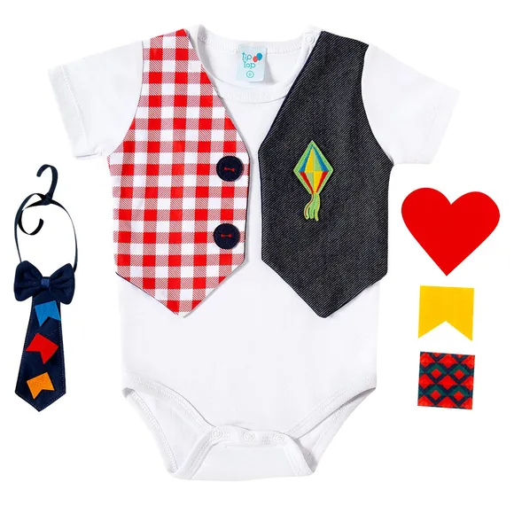 Body Manga Curta Toddler Festa Junina Suedine Tip Top