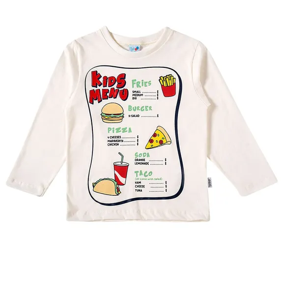 Camiseta Manga Longa Kids Menu Kids Meia Malha Tip Top