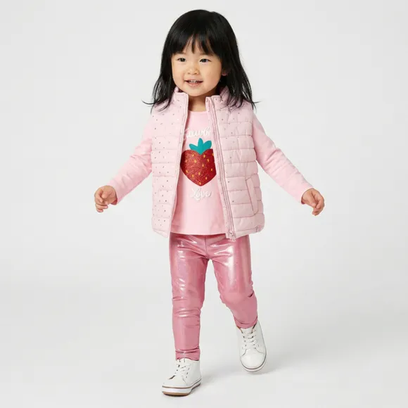 Colete Toddler Rosa Microfibra Foil Tip Top