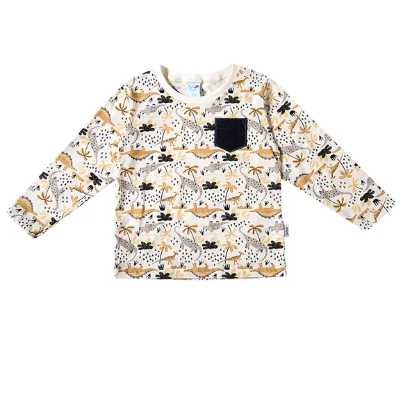 Camiseta Manga Longa Kids Dino Meia Malha Estampada Tip Top