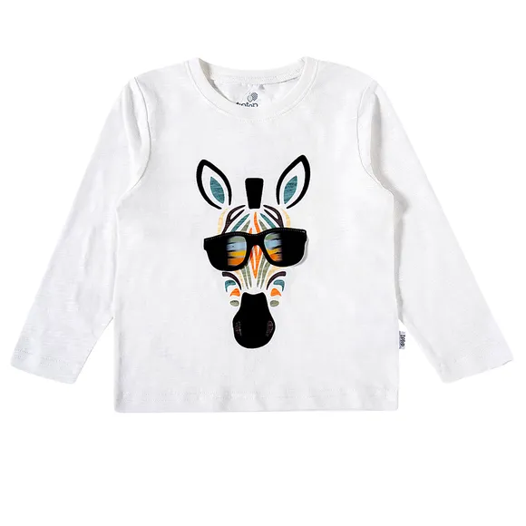 Camiseta Manga Longa Kids Zebra Malha Flamê Tip Top