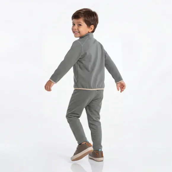 Conjunto Comprido Kids Verde Moletom Tip Top