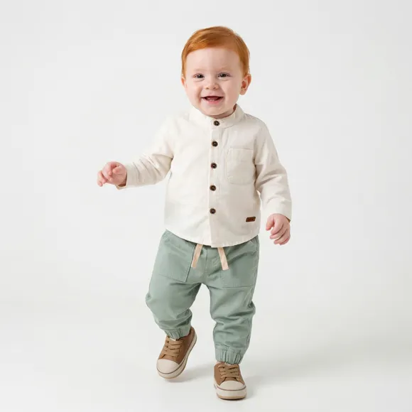 Conjunto Comprido Bebê Linho Tip Top
