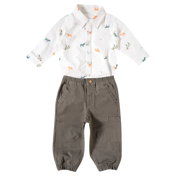 Conjunto Comprido Bebê Zebra Tricoline Tip Top