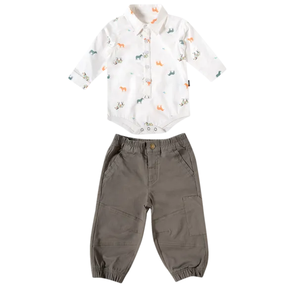 Conjunto Comprido Bebê Zebra Tricoline Tip Top