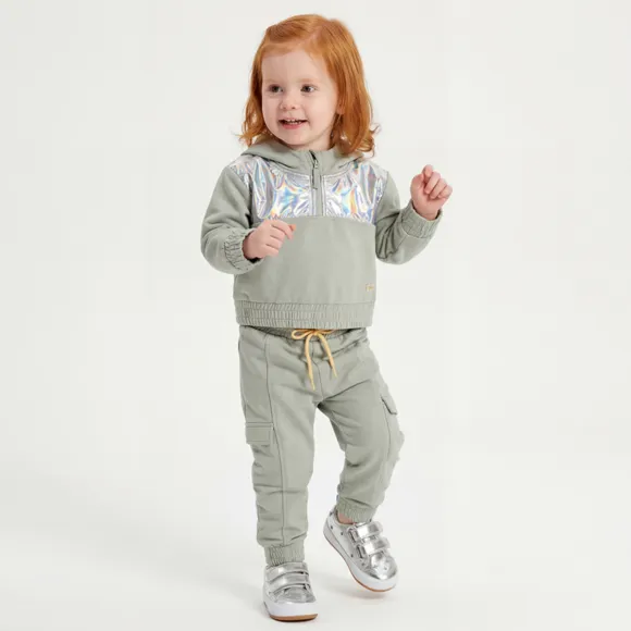 Conjunto Comprido Toddler Verde Moletinho Tip Top