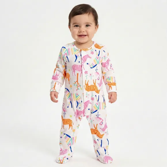 Macacão Bebê Toque Especial Zebra Modal Estampado Tip Top