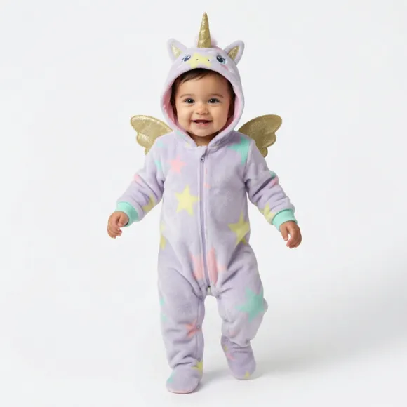 Macacão Lilás Bebê Peludinhos Unicórnio Tip Top
