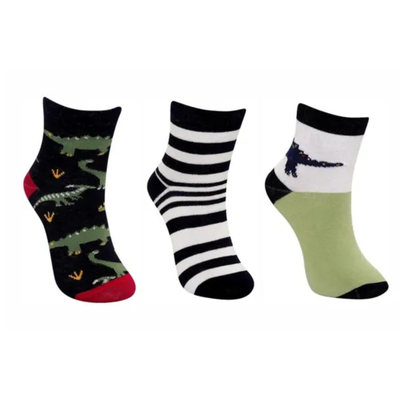 Kit 3 Pares De Meia Dino Tecido Plano Tip Top