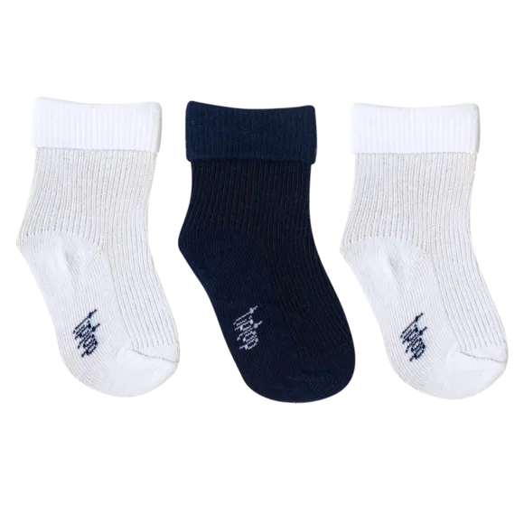 Kit 3 Pares De Meias Lisas Dobradas E Caneladas Tip Top