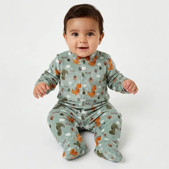 Macacão Bebê Dino Malha Plush Tip Top