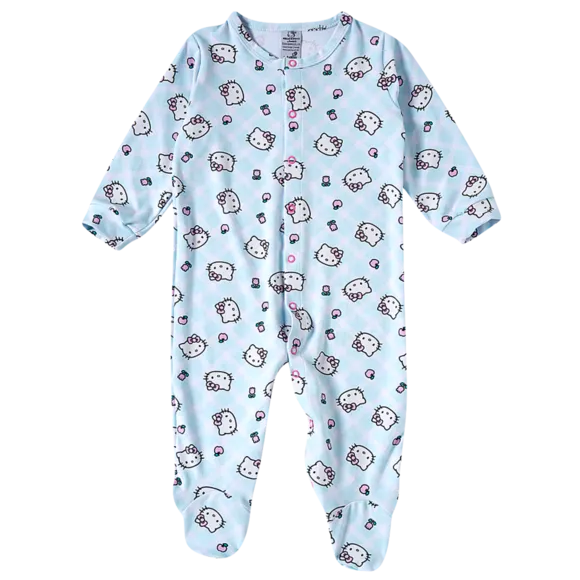 Pijama Macacão Bebê Hello Kitty Viscolycra Estampada Brilha No Escuro Tip Top