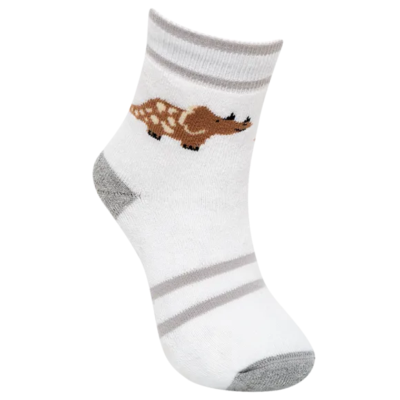 Meia Toddler Cinza Dino Tecido Plano Tip Top