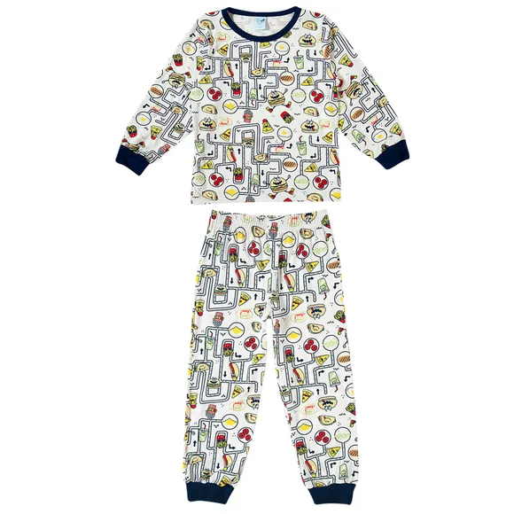 Pijama Longo Kids Menu Kids Viscolycra Estampada Brilha No Escuro Tip Top