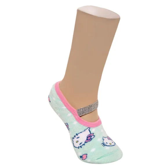 Meia Sapatilha Hello Kitty Verde Água Atoalhada Bebê Tip Top