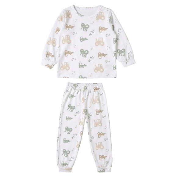 Pijama Longo Kids Trator Malha Thermo Com Felpa Estampada Tip Top