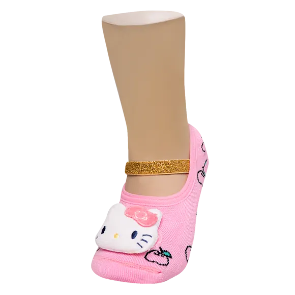 Meia Sapatilha Bebê Hello Kitty Com Aplique Atoalhada Tip Top