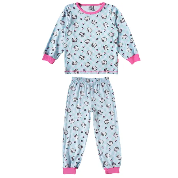 Pijama Longo Toddler Hello Kitty Viscolycra Estampada Brilha No Escuro Tip Top
