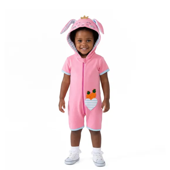Macaquinho Rosa Toddler Coelhinha Da Páscoa Divertidos Suedine Tip Top
