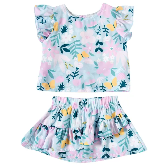 Conjunto Curto Bebê Flower Viscose Estampada Tip Top