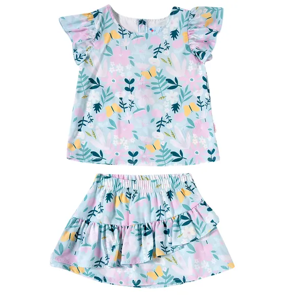 Conjunto Curto Toddler Flower Viscose Estampada Tip Top