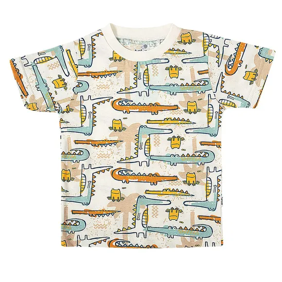 Camiseta Manga Curta Neve - Off White Toddler Jacarezinho Meia Malha Tip Top