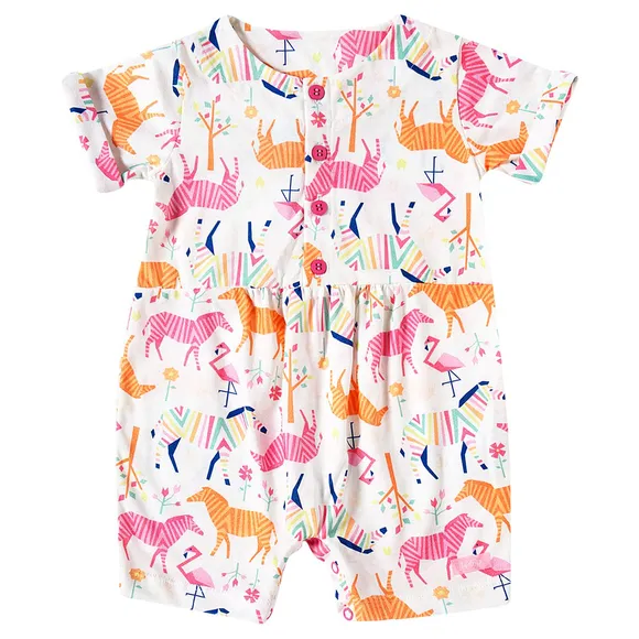 Macaquinho Bebê Zebra Meia Malha Estampada Tip Top
