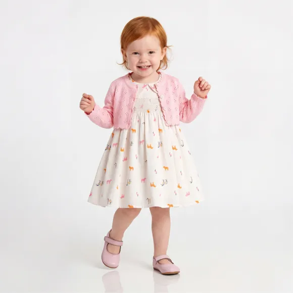 Vestido Manga Curta Toddler Zebra Fustão Estampado Tip Top