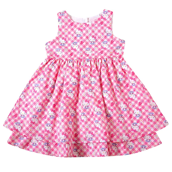 Vestido Kids Hello Kitty Tricoline Estampado Tip Top