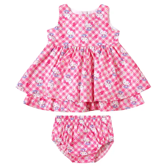 Vestido Bebê Hello Kitty Tricoline Estampado Tip Top