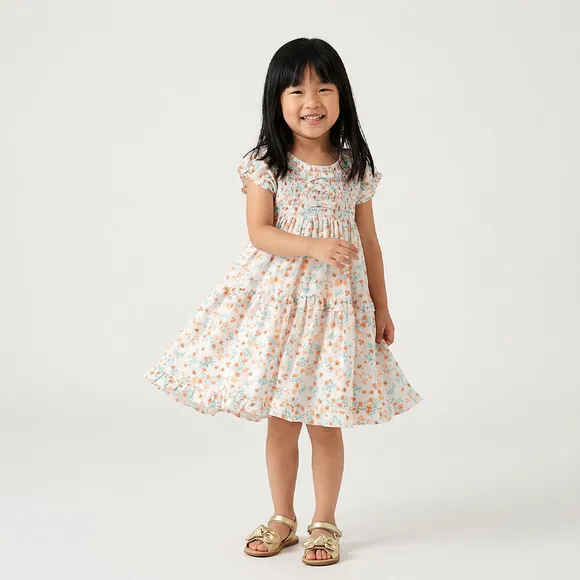 Vestido Manga Curta Kids Abelhinha Tricoline Estampado Tip Top