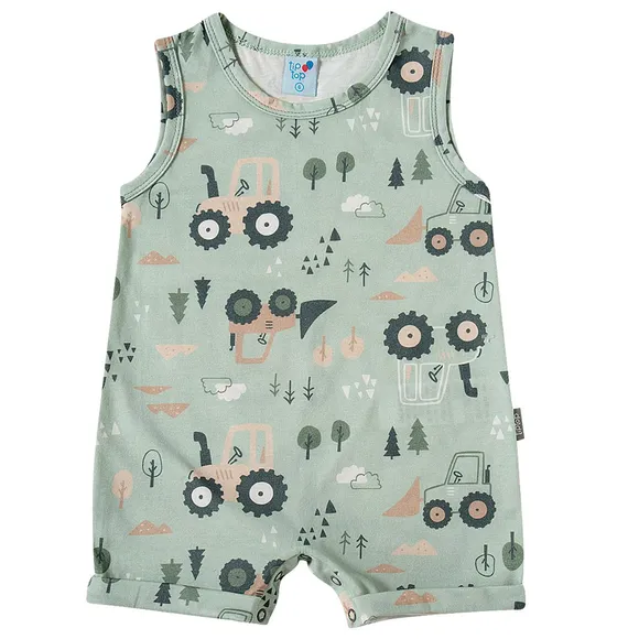 Banho De Sol Bebê Trator Meia Malha Estampada Tip Top