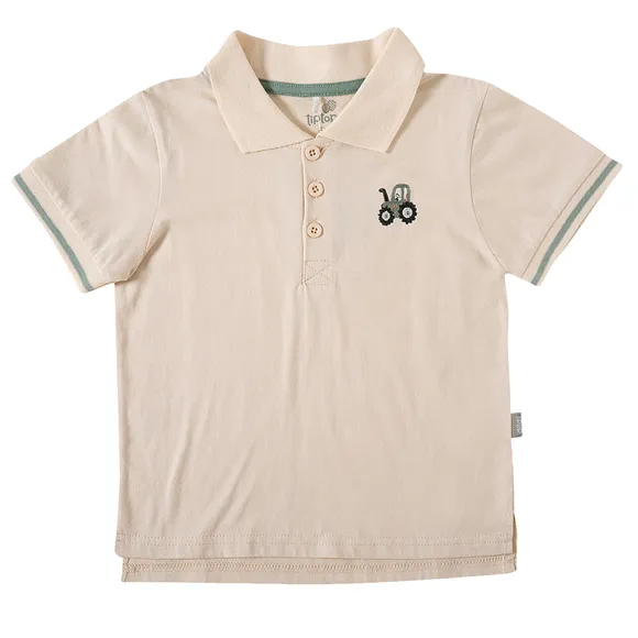 Camiseta Polo Manga Curta Toddler Trator Meia Malha Tip Top