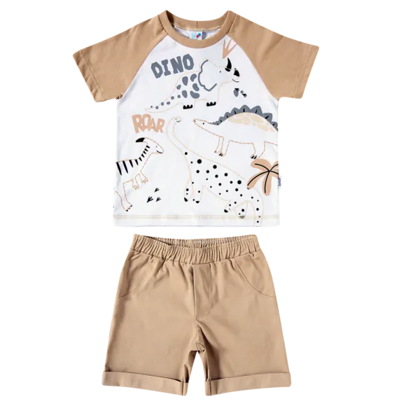 Conjunto Curto Toddler Dino Meia Malha Silk Tip Top