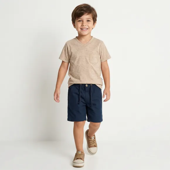 Camiseta Manga Curta Toddler Meia Malha Tip Top