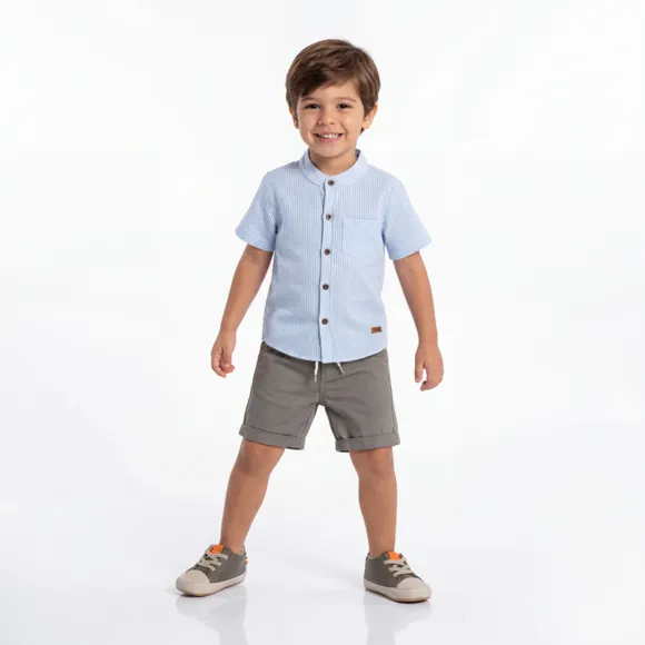 Conjunto Curto Kids Listrado Anarruga Tip Top