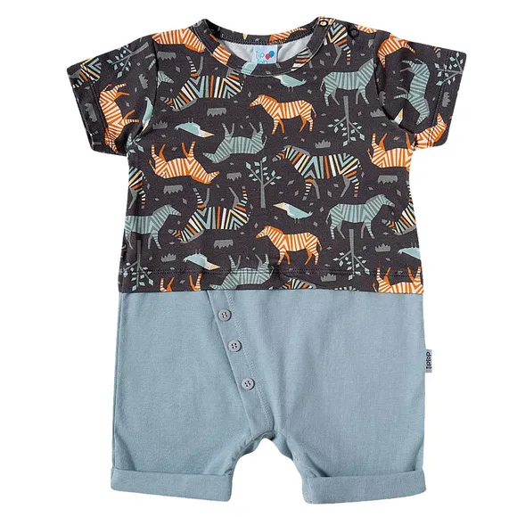 Macaquinho Bebê Zebra Meia Malha + Viscolycra Estampada Tip Top