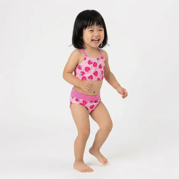 Top E Calcinha Praia Toddler Morango Elastano Proteção Uv 50+ Tip Top