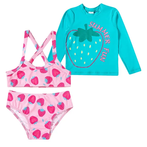 Kit Praia 3 Peças Kids Morango Lycra Proteção Uv 50+ Tip Top